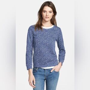 A.P.C. Red and White Coffee Bean 3/4 Sleeve Crewneck Pullover